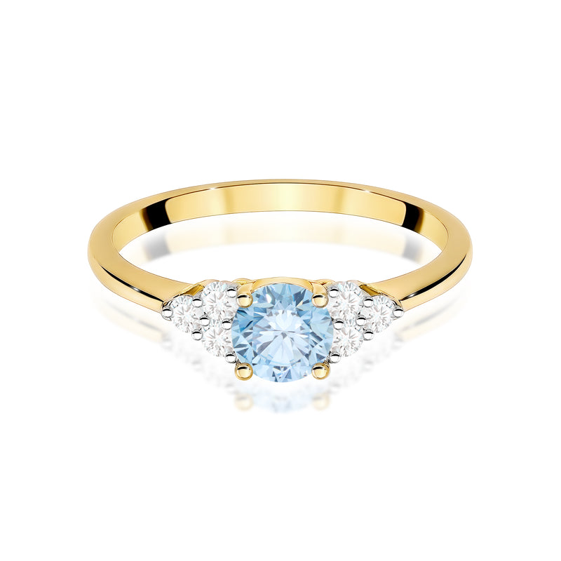 Inel Aur 14K cu Diamante Albastre de Laborator 0.68 ct, imaginea 2 din 12