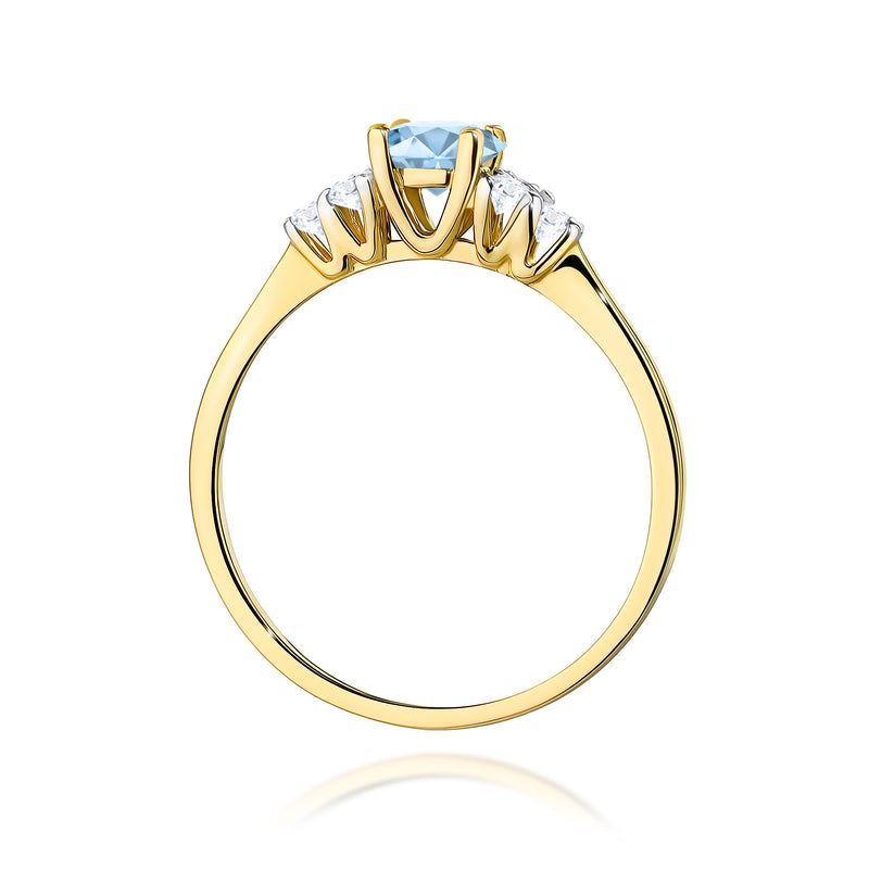 Inel Aur 14K cu Diamante Albastre de Laborator 0.68 ct, imaginea 3 din 12