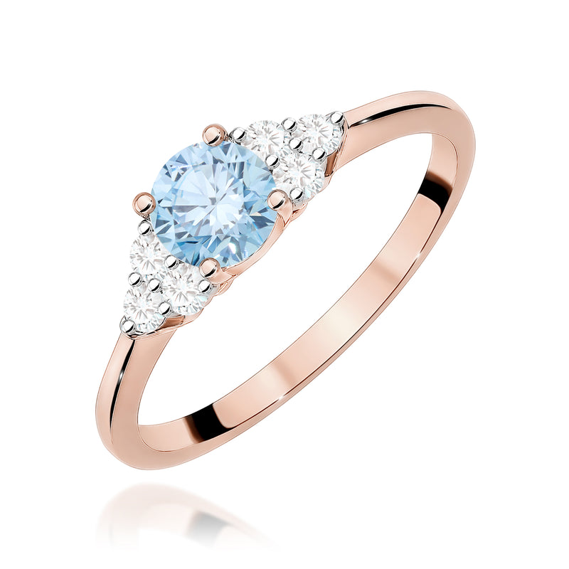 Inel Aur 14K cu Diamante Albastre de Laborator 0.68 ct, imaginea 5 din 12