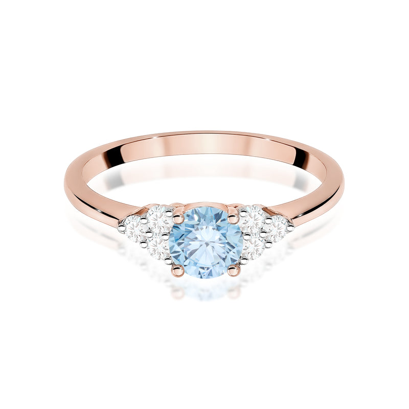 Inel Aur 14K cu Diamante Albastre de Laborator 0.68 ct, imaginea 6 din 12