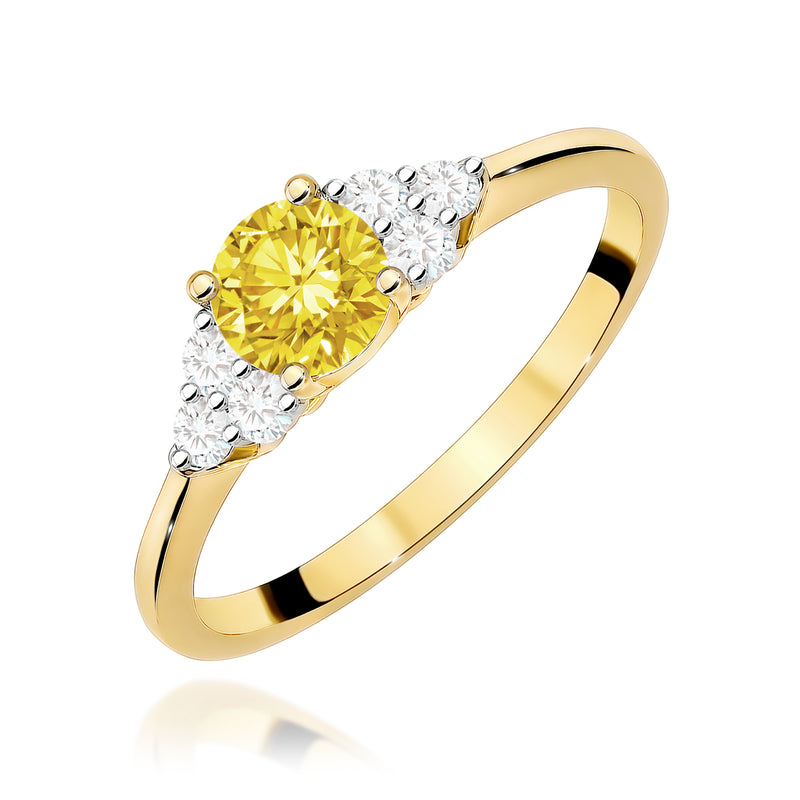 Inel Aur 14K cu Diamante Galbene de Laborator 0.68 ct — Aur galben