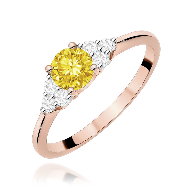 Inel Aur 14K cu Diamante Galbene de Laborator 0.68 ct, imaginea 5 din 12