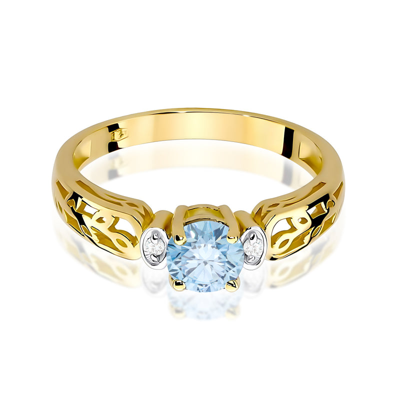 Inel Aur 9K cu Diamante Albastre de Laborator 0.52 ct, imaginea 2 din 8