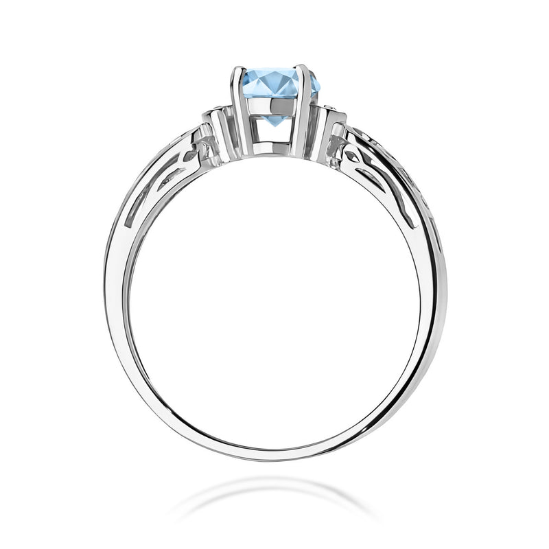 Inel Aur 9K cu Diamante Albastre de Laborator 0.52 ct, imaginea 7 din 8