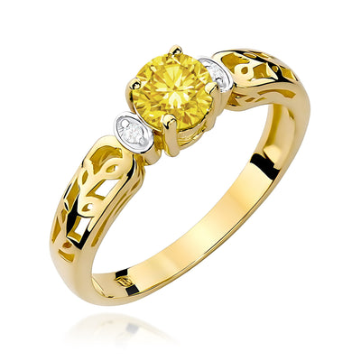 Inel Aur 9K cu Diamante Galbene de Laborator 0.52 ct