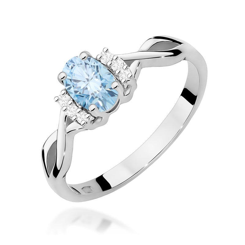 Inel Aur 9K cu Diamante Albastre de Laborator 0.55 ct, imaginea 5 din 8