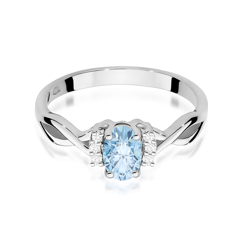Inel Aur 9K cu Diamante Albastre de Laborator 0.55 ct, imaginea 6 din 8