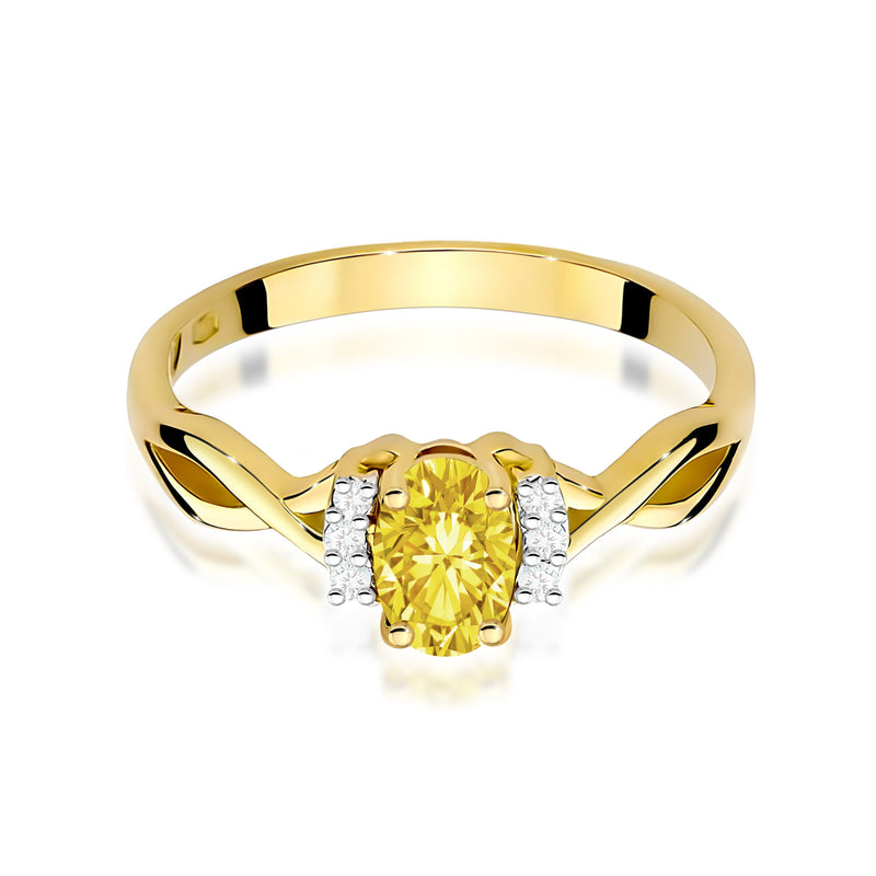 Inel Aur 9K cu Diamante Galbene de Laborator 0.55 ct, imaginea 2 din 8
