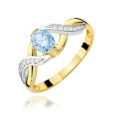 Inel Aur 9K cu Diamante Albastre de Laborator 0.55 ct