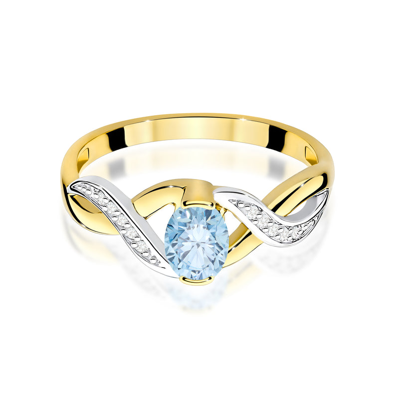 Inel Aur 9K cu Diamante Albastre de Laborator 0.55 ct, imaginea 2 din 8
