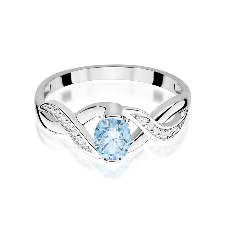 Inel Aur 9K cu Diamante Albastre de Laborator 0.55 ct, imaginea 6 din 8