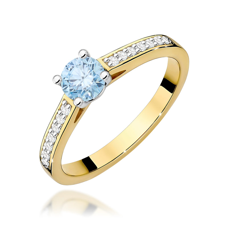 Inel Aur 9K cu Diamante Albastre de Laborator 0.62 ct — Aur galben