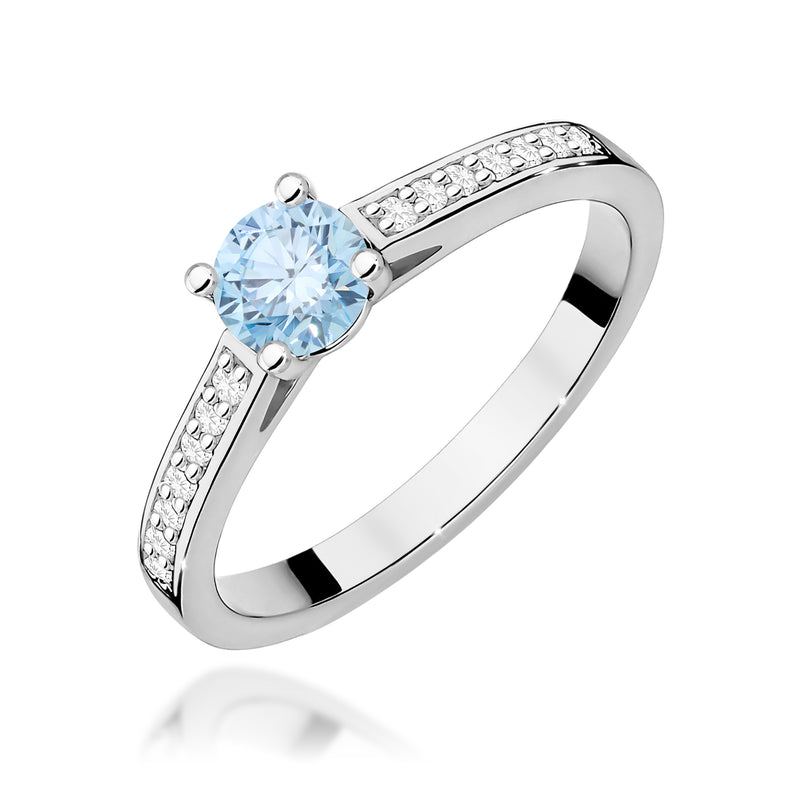 Inel Aur 9K cu Diamante Albastre de Laborator 0.62 ct, imaginea 5 din 8