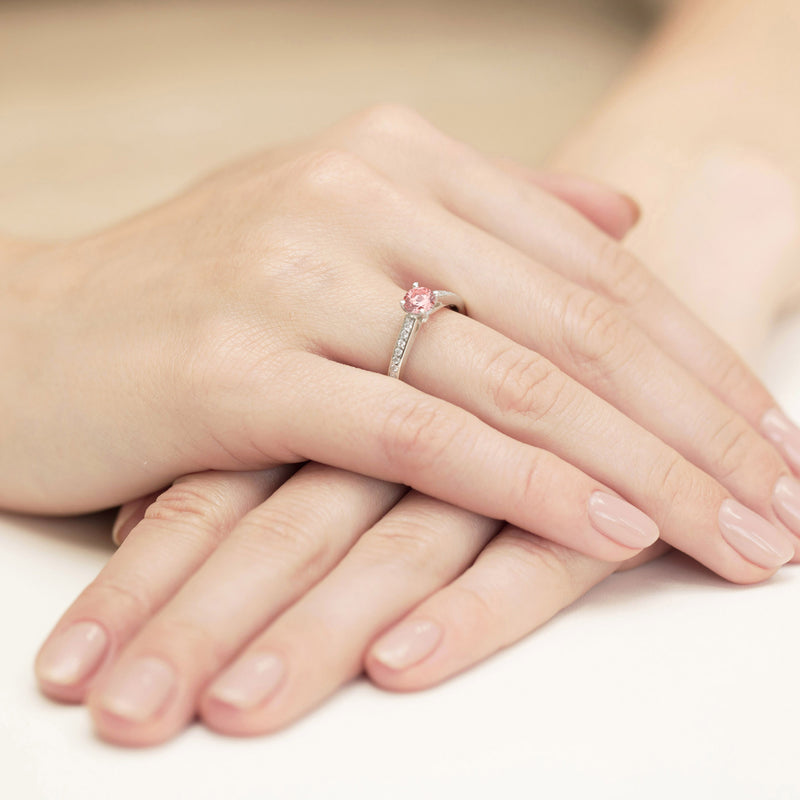 Inel Aur 9K cu Diamante Roz de Laborator 0.62 ct, imaginea 8 din 8