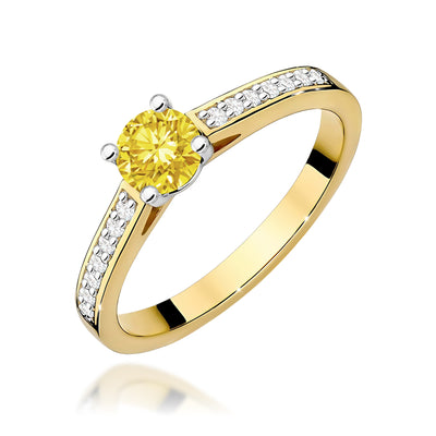 Inel Aur 9K cu Diamante Galbene de Laborator 0.62 ct