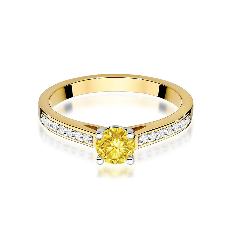 Inel Aur 9K cu Diamante Galbene de Laborator 0.62 ct, imaginea 2 din 8
