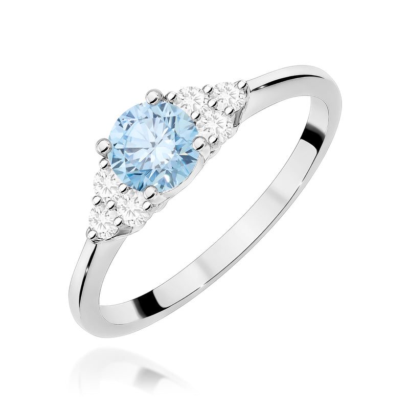 Inel Aur 9K cu Diamante Albastre de Laborator 0.68 ct, imaginea 5 din 8