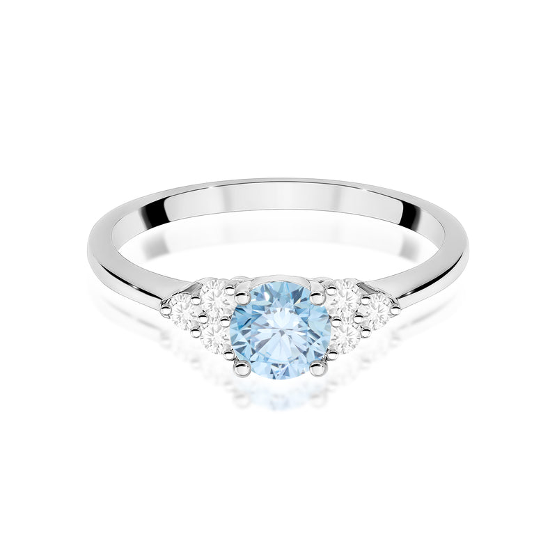 Inel Aur 9K cu Diamante Albastre de Laborator 0.68 ct, imaginea 6 din 8