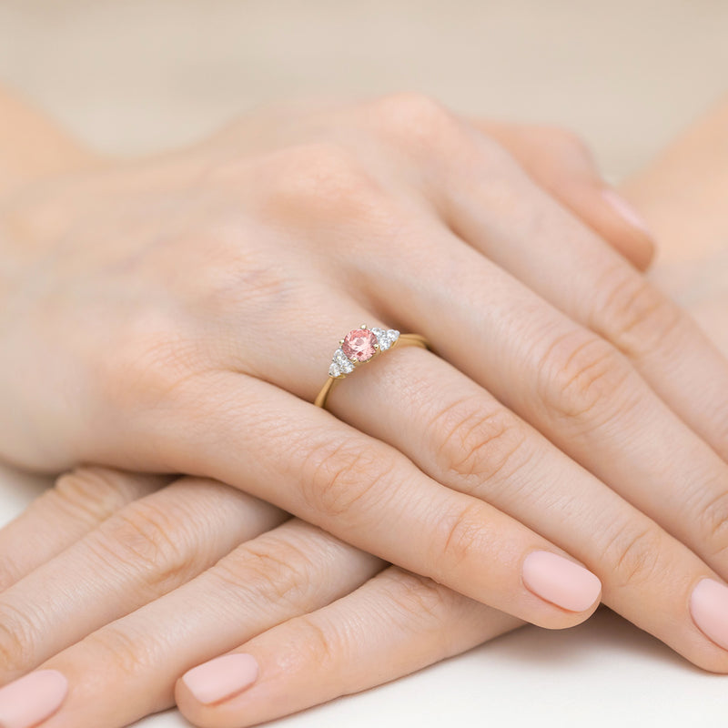 Inel Aur 9K cu Diamante Roz de Laborator 0.68 ct, imaginea 4 din 8