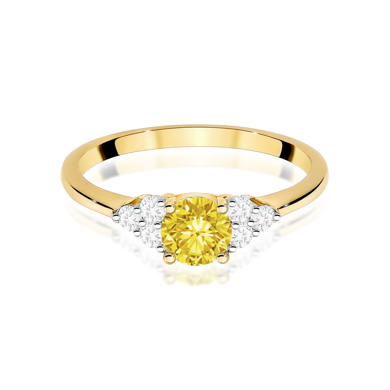 Inel Aur 9K cu Diamante Galbene de Laborator 0.68 ct, imaginea 2 din 8