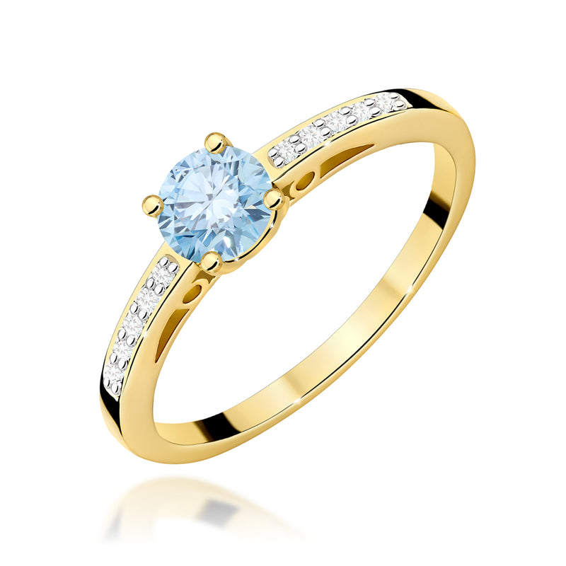 Inel Aur 14K cu Diamante Albastre de Laborator 0.55 ct — Aur galben