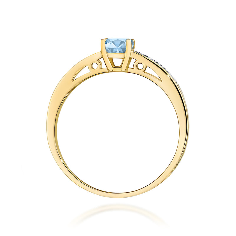 Inel Aur 14K cu Diamante Albastre de Laborator 0.55 ct, imaginea 3 din 12