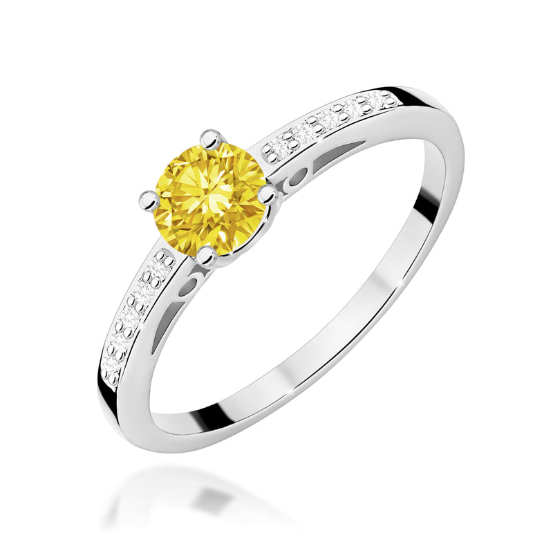 Inel Aur 14K cu Diamante Galbene de Laborator 0.55 ct, imaginea 9 din 12