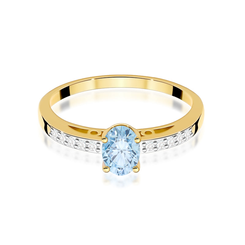 Inel Aur 14K cu Diamante Albastre de Laborator 0.55 ct, imaginea 2 din 9