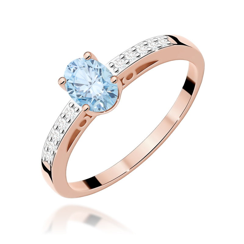Inel Aur 14K cu Diamante Albastre de Laborator 0.55 ct, imaginea 4 din 9