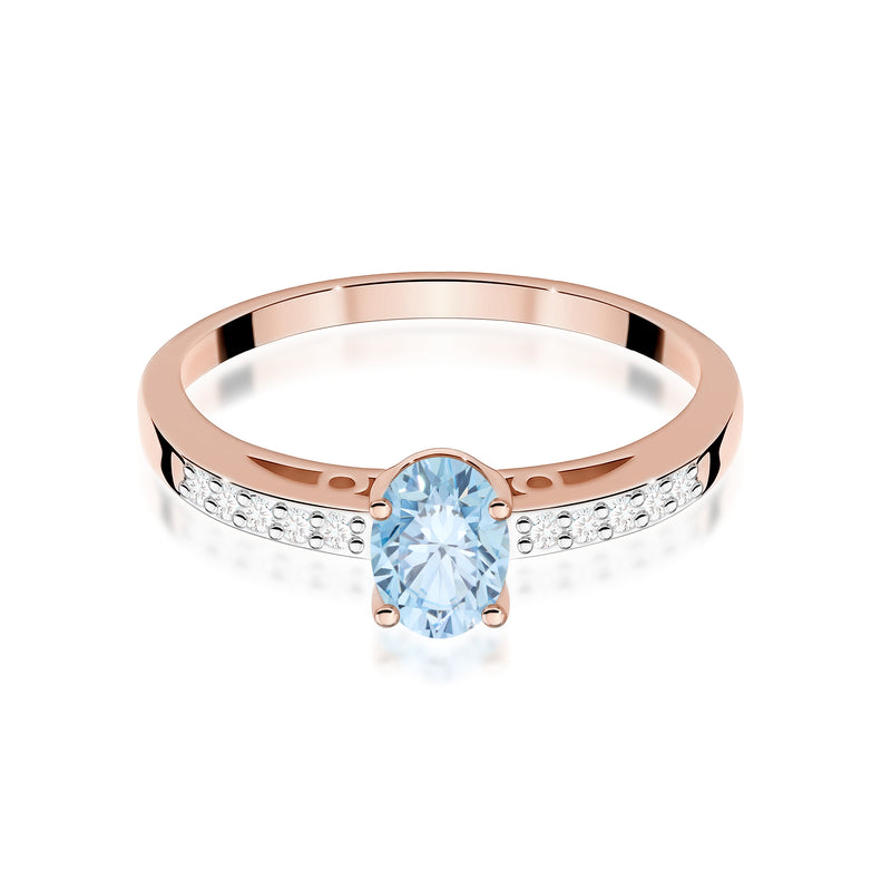 Inel Aur 14K cu Diamante Albastre de Laborator 0.55 ct, imaginea 5 din 9