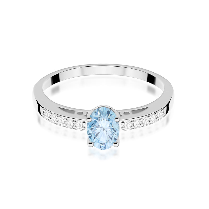 Inel Aur 14K cu Diamante Albastre de Laborator 0.55 ct, imaginea 8 din 9