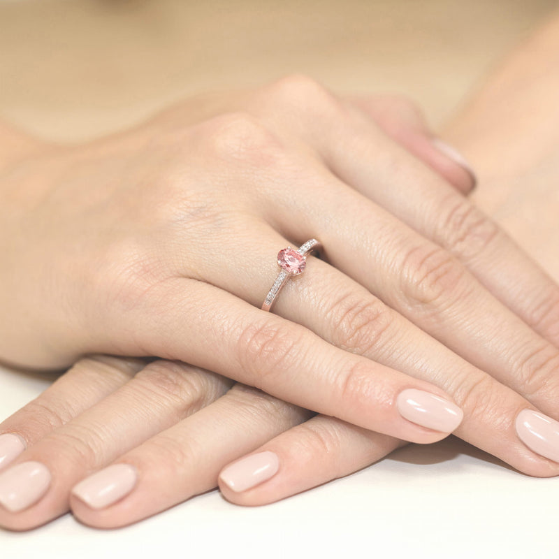 Inel Aur 14K cu Diamante Roz de Laborator 0.55 ct, imaginea 6 din 9