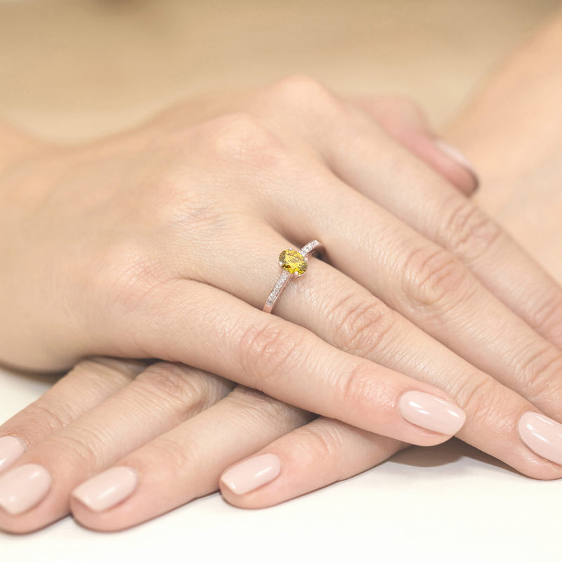 Inel Aur 14K cu Diamante Galbene de Laborator 0.55 ct, imaginea 6 din 9