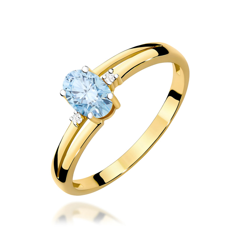 Inel Aur 14K cu Diamante Albastre de Laborator 0.53 ct — Aur galben