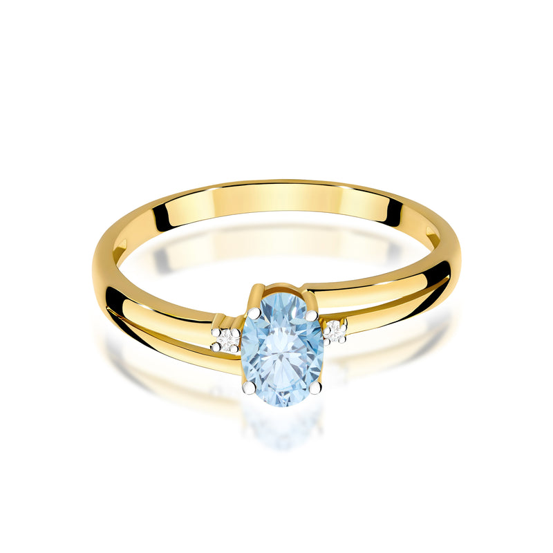 Inel Aur 14K cu Diamante Albastre de Laborator 0.53 ct, imaginea 2 din 12