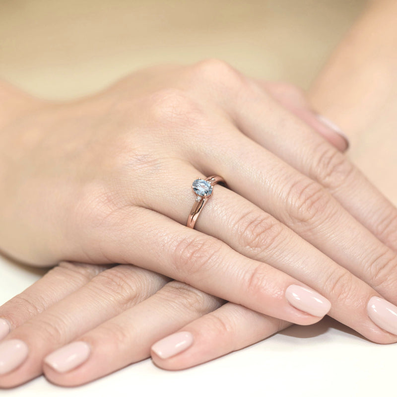 Inel Aur 14K cu Diamante Albastre de Laborator 0.53 ct, imaginea 8 din 12