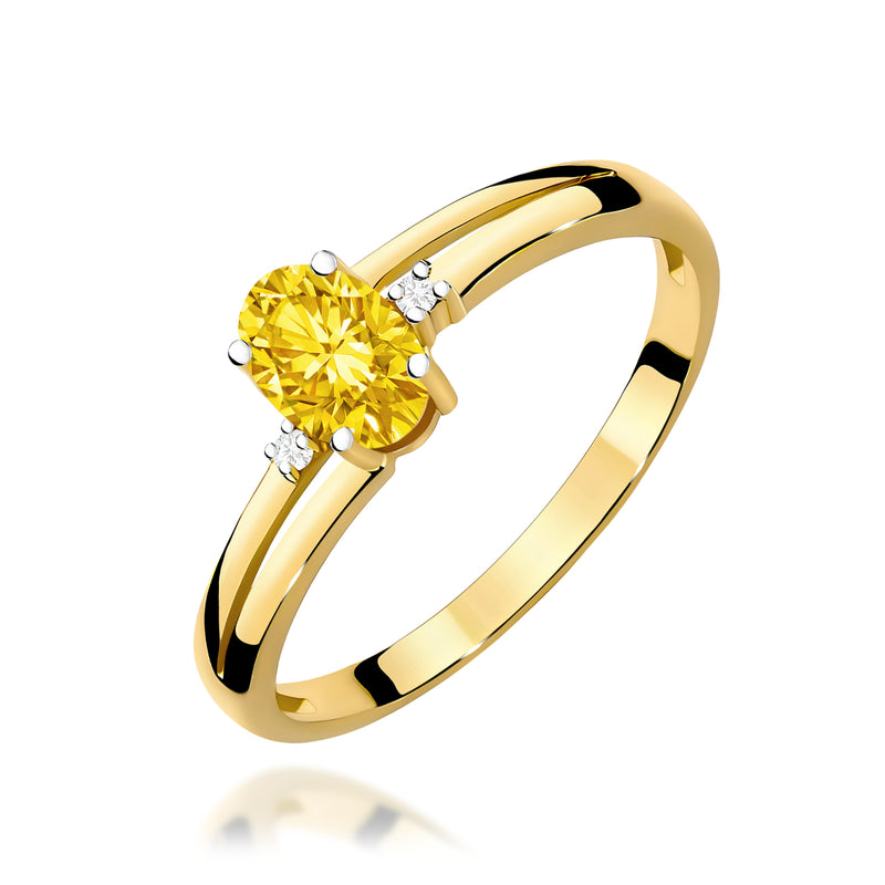 Inel Aur 14K cu Diamante Galbene de Laborator 0.53 ct — Aur galben