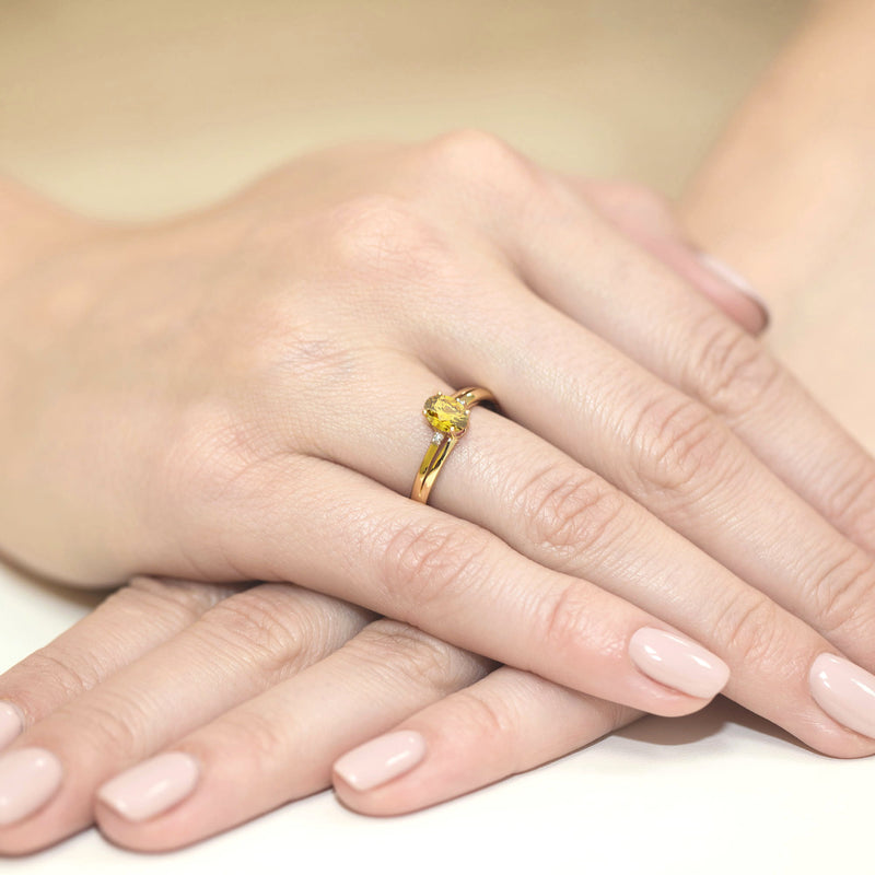 Inel Aur 14K cu Diamante Galbene de Laborator 0.53 ct, imaginea 4 din 12