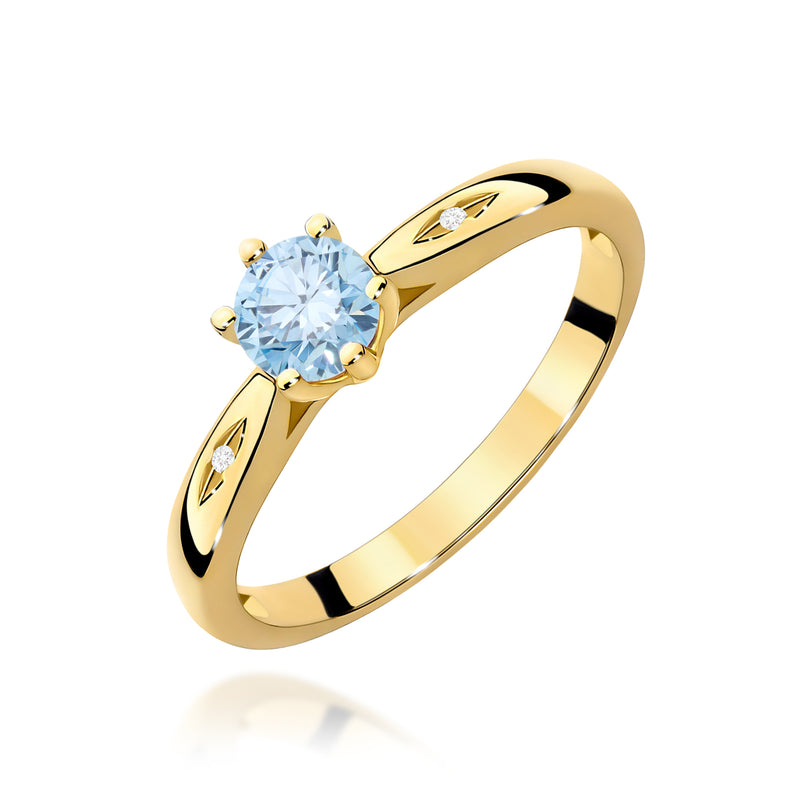 Inel Aur 14K cu Diamante Albastre de Laborator 0.51 ct — Aur galben
