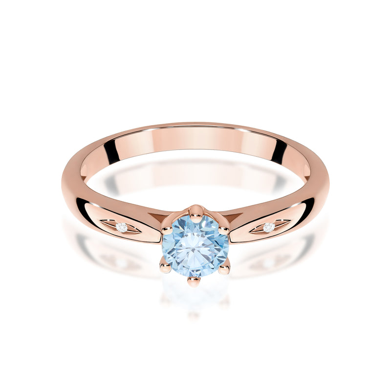 Inel Aur 14K cu Diamante Albastre de Laborator 0.51 ct, imaginea 6 din 12