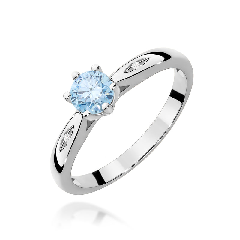 Inel Aur 14K cu Diamante Albastre de Laborator 0.51 ct, imaginea 9 din 12