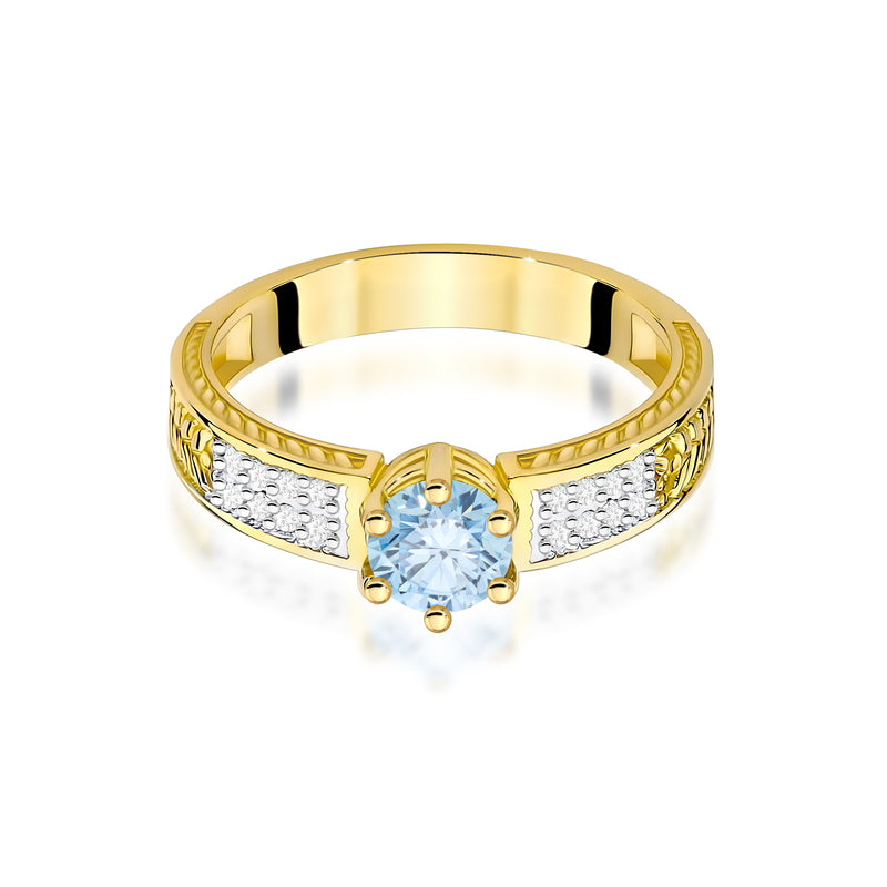 Inel Aur 14K cu Diamante Albastre de Laborator 0.58 ct, imaginea 2 din 12