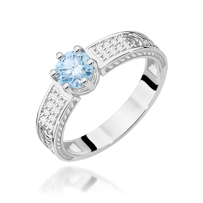 Inel Aur 14K cu Diamante Albastre de Laborator 0.58 ct, imaginea 9 din 12
