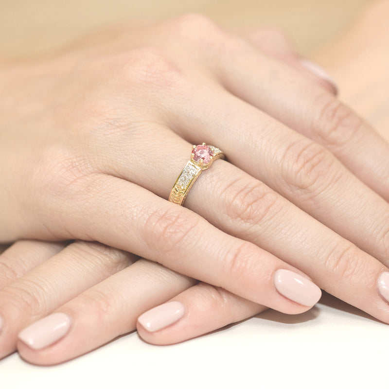 Inel Aur 14K cu Diamante Roz de Laborator 0.58 ct, imaginea 4 din 12