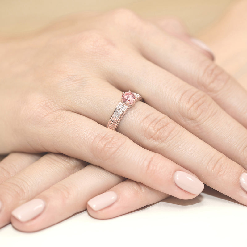 Inel Aur 14K cu Diamante Roz de Laborator 0.58 ct, imaginea 8 din 12