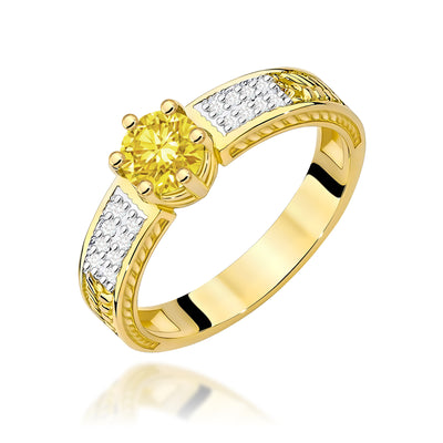 Inel Aur 14K cu Diamante Galbene de Laborator 0.58 ct