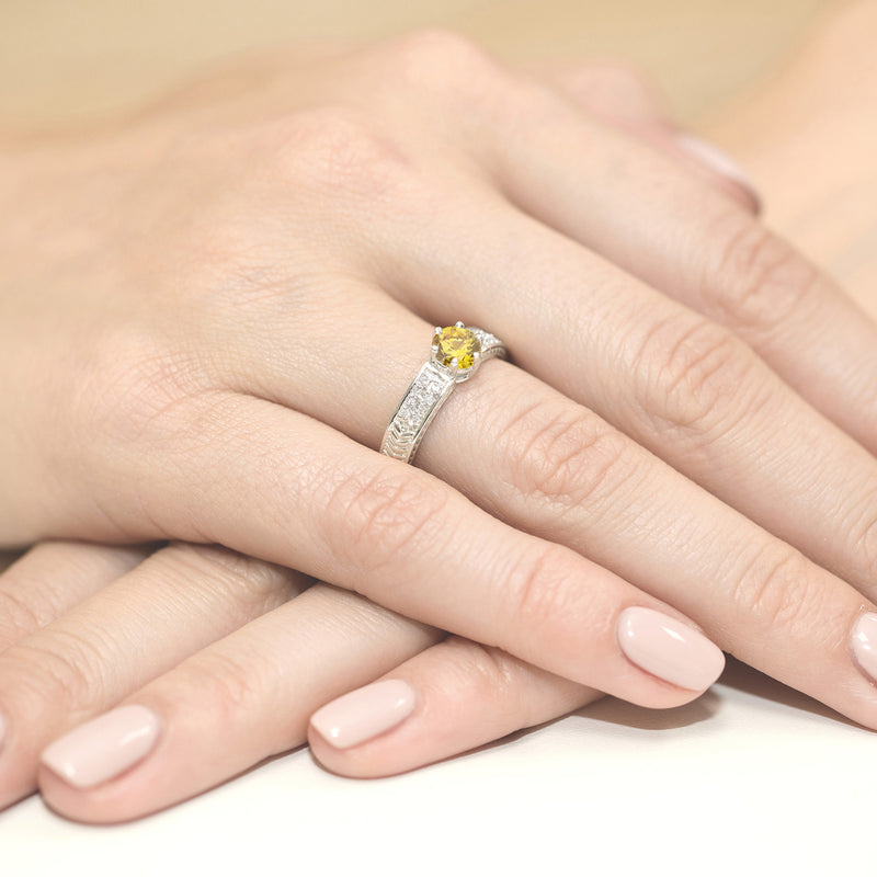 Inel Aur 14K cu Diamante Galbene de Laborator 0.58 ct, imaginea 12 din 12