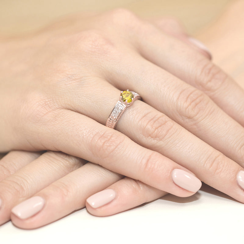 Inel Aur 14K cu Diamante Galbene de Laborator 0.58 ct, imaginea 8 din 12