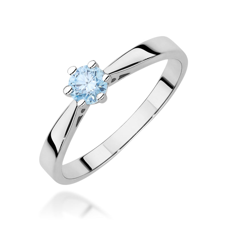 Inel Aur 14K cu Diamant Albastru de Laborator 0.30 ct, imaginea 9 din 12