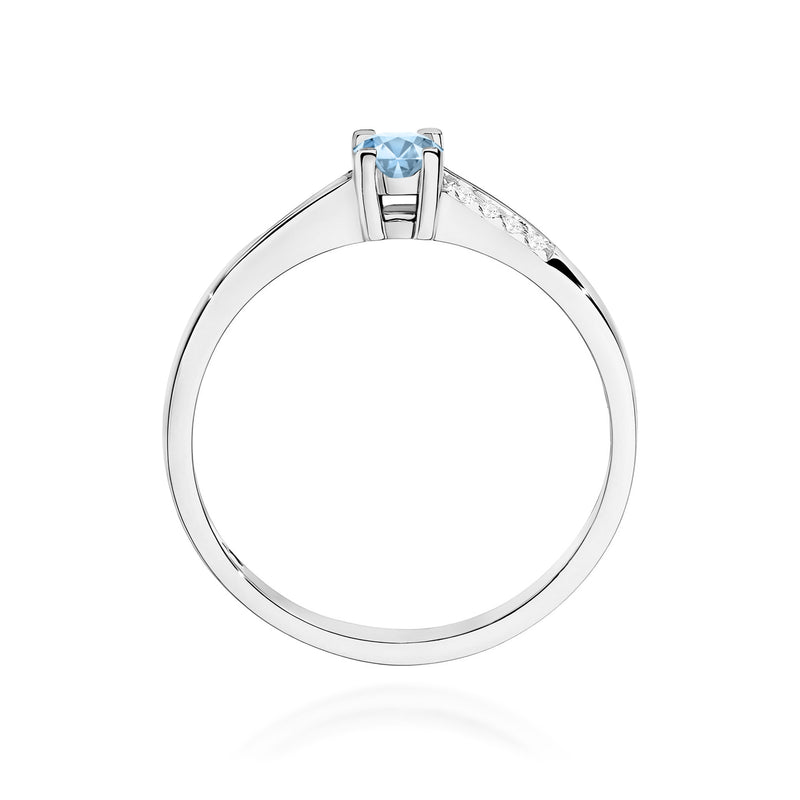 Inel Aur 14K cu Diamante Albastre de Laborator 0.19 ct, imaginea 11 din 12